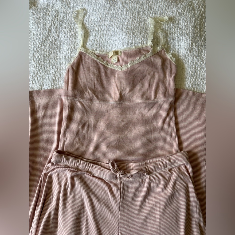 Victoria’s Secret striped pink and cream pajamas (tank + pants)